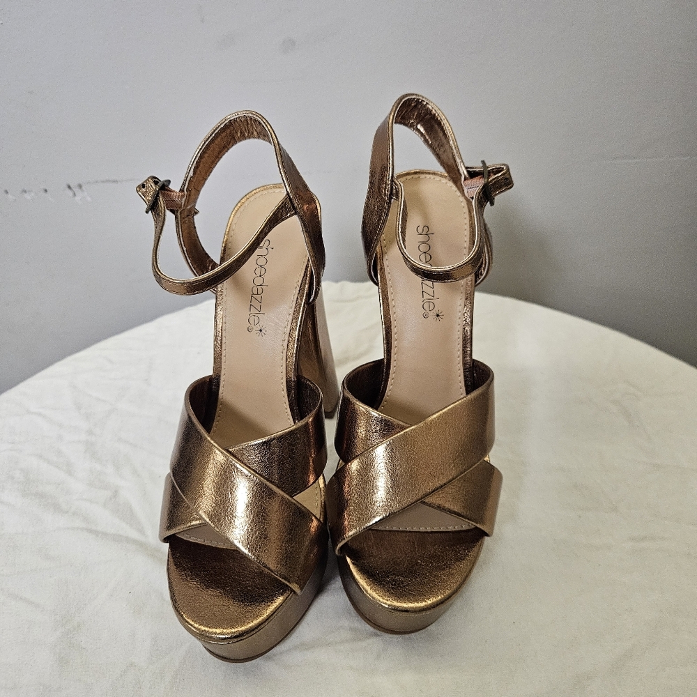 Shoe Dazzle Women's Metallic Bronze Heels Women Size 6 - Picture 5 of 15
